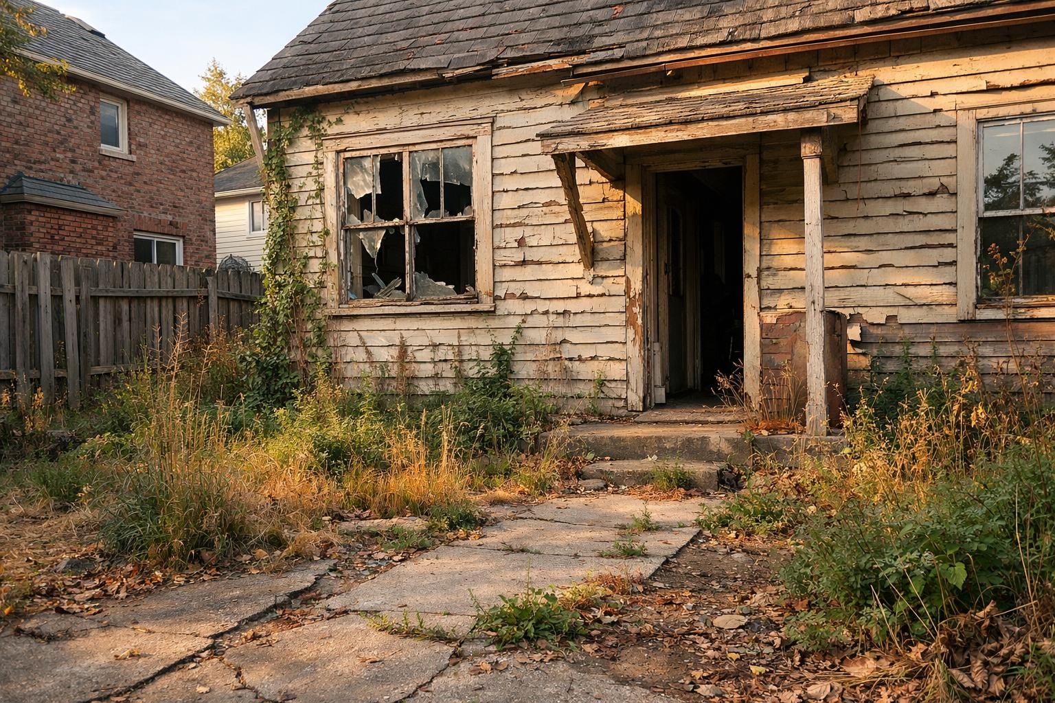 An abandoned house shows signs of neglect and decay over time. An abandoned house shows signs of neglect and decay over time.